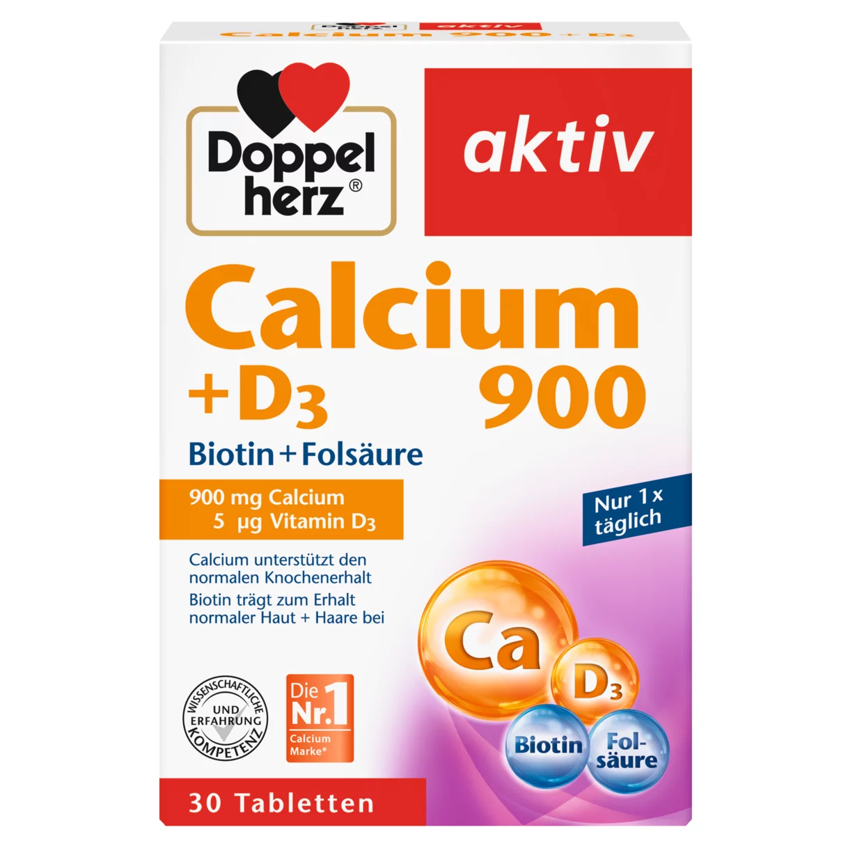 Abbildung der Produktverpackung Doppelherz aktiv Calcium 900 + D3 Frontansicht